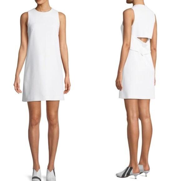 Tibi white‎ structure crepe cutout open back sleeveless shift dress size 0 - Picture 1 of 8